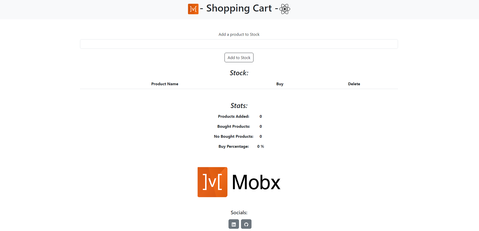 MobX Cart App